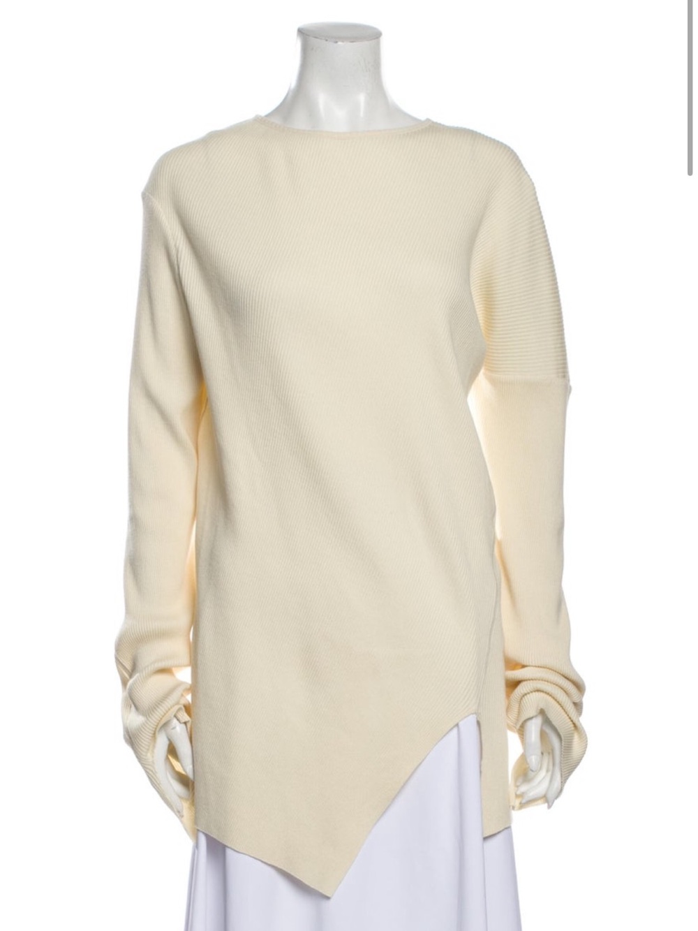 Helmut Lang Cream Lightweight Crewneck Sweater L